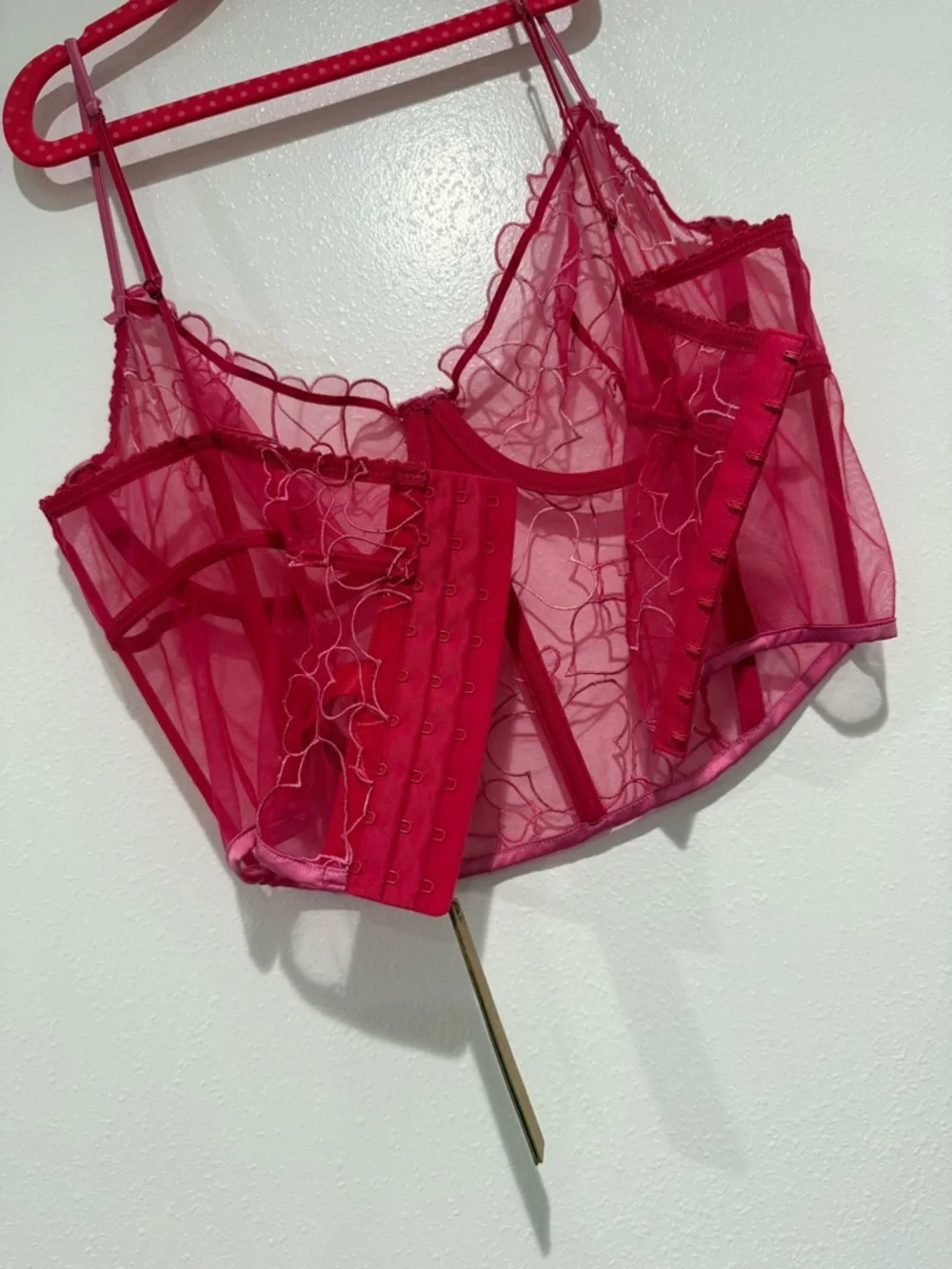 SKIMS Hot Pink Heart-Embroidered Longline Bustier - Picture 8 of 9